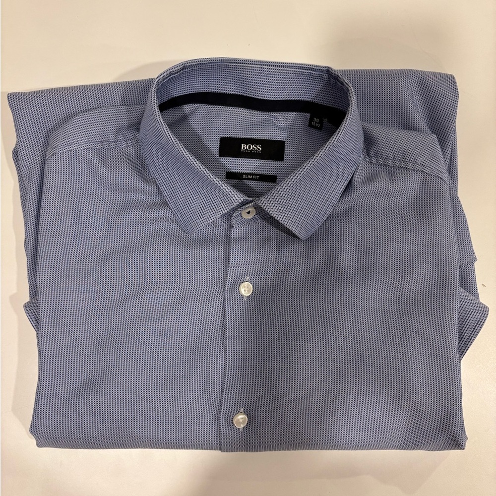 *EUC* Boss Men's Classic Blue Dress Shirt Slim-Fit